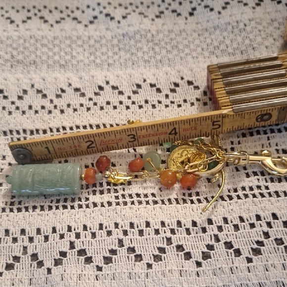Gemstone And Gold Keychain/Handbag Charm - Picture 9 of 10